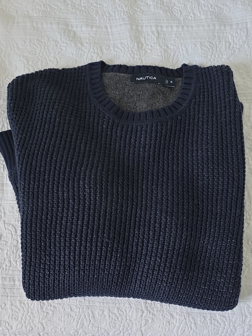 Nautica Men's Ribbed Crewneck Sweater - Dark Navy